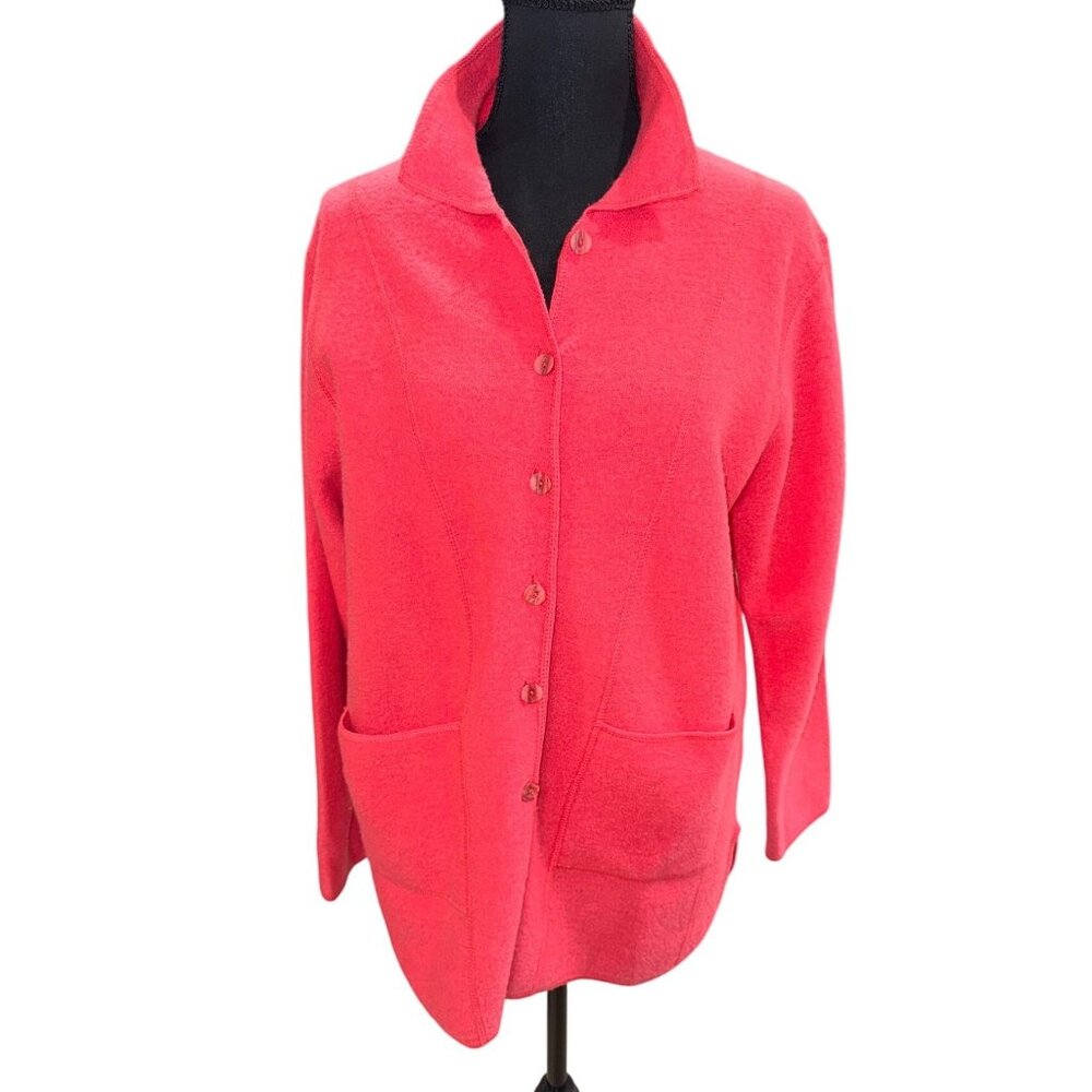 Windridge Cheryl Nash Merino Wool Cardigan Sweater Shacket Button-Up Blazer M